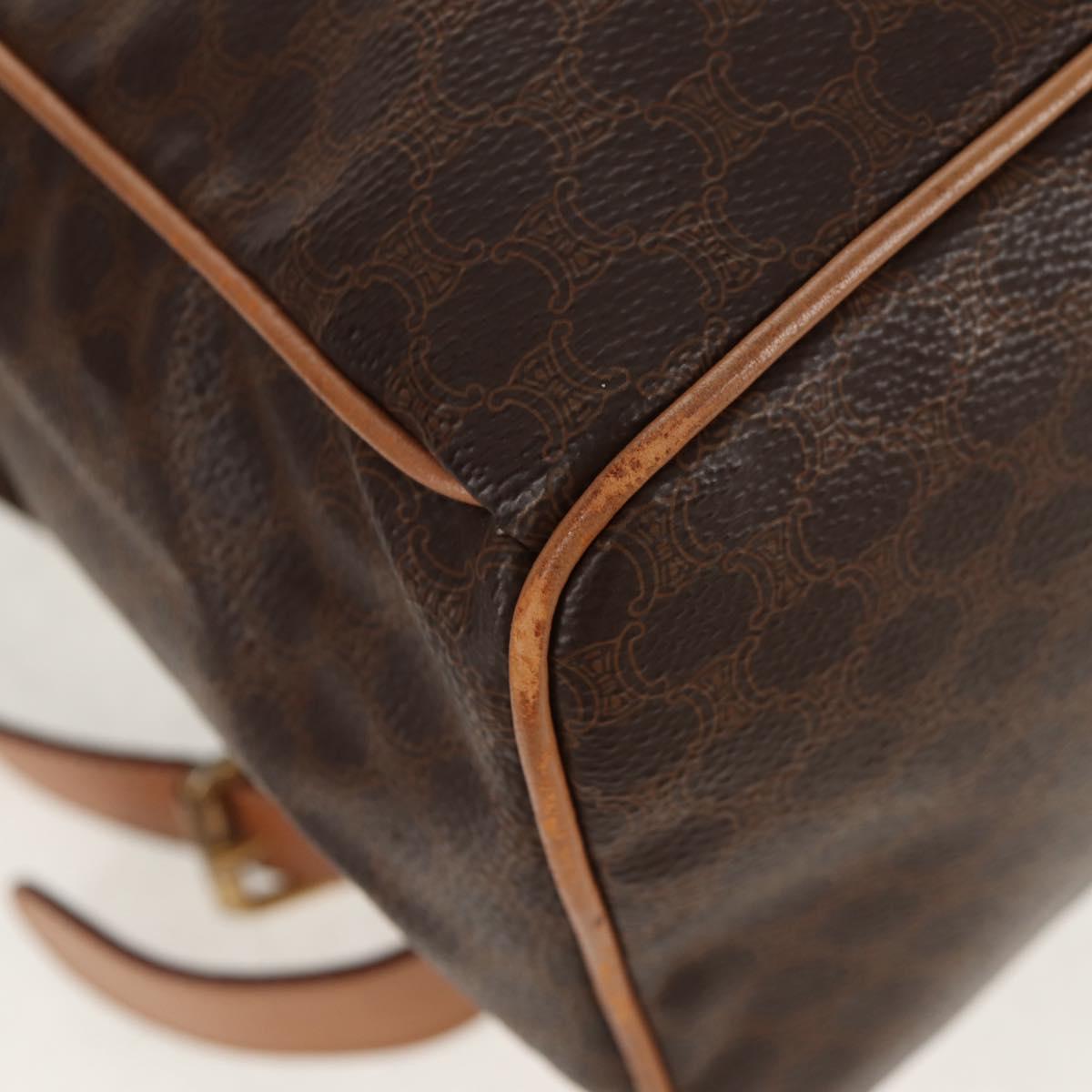 CELINE Macadam Canvas Backpack PVC Leather Brown Gold Auth am9264