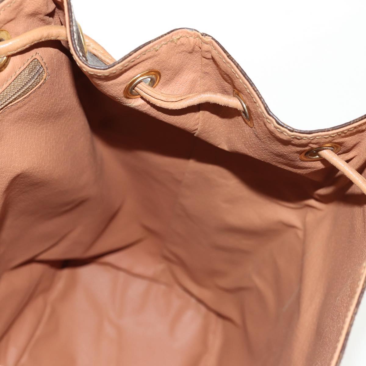 CELINE Macadam Canvas Backpack PVC Leather Brown Gold Auth am9264