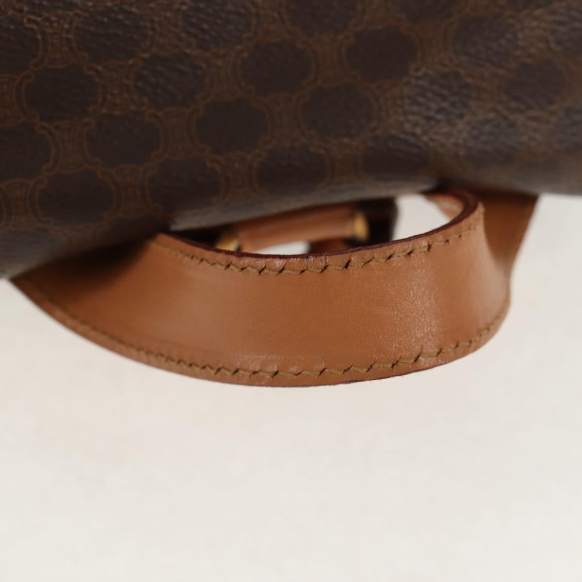 CELINE Macadam Canvas Backpack PVC Leather Brown Gold Auth am9264