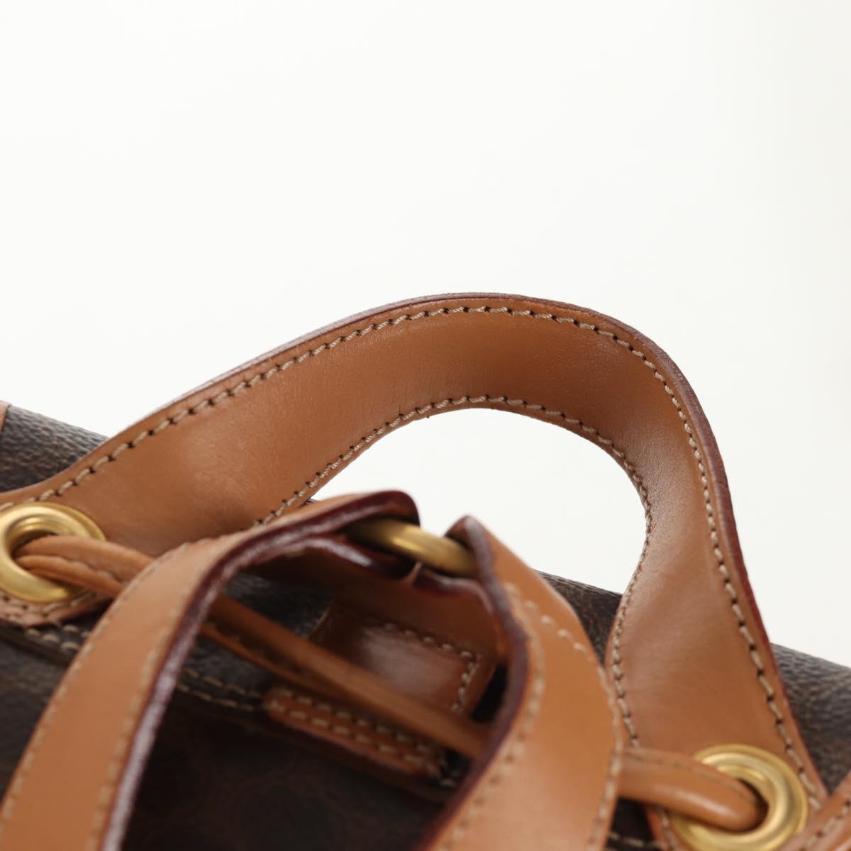 CELINE Macadam Canvas Backpack PVC Leather Brown Gold Auth am9264