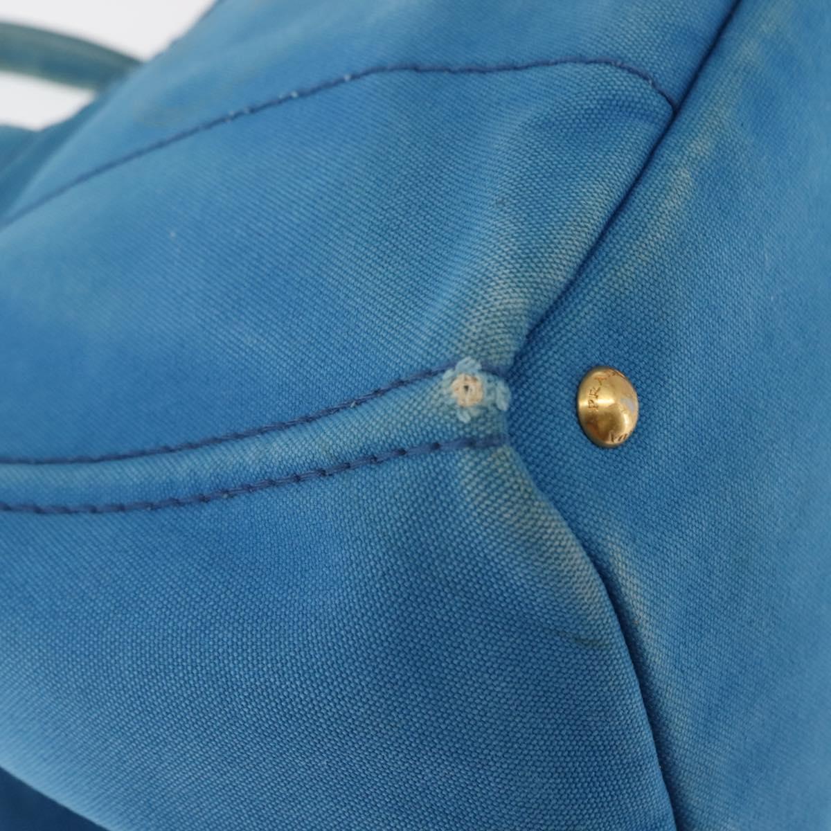 PRADA Canapa GM Hand Bag Canvas Blue Gold Auth am9265