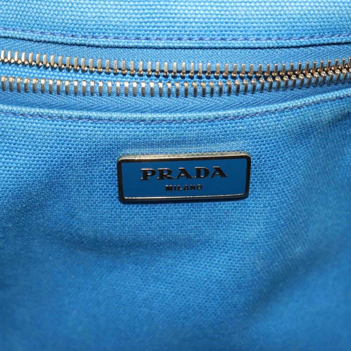 PRADA Canapa GM Hand Bag Canvas Blue Gold Auth am9265