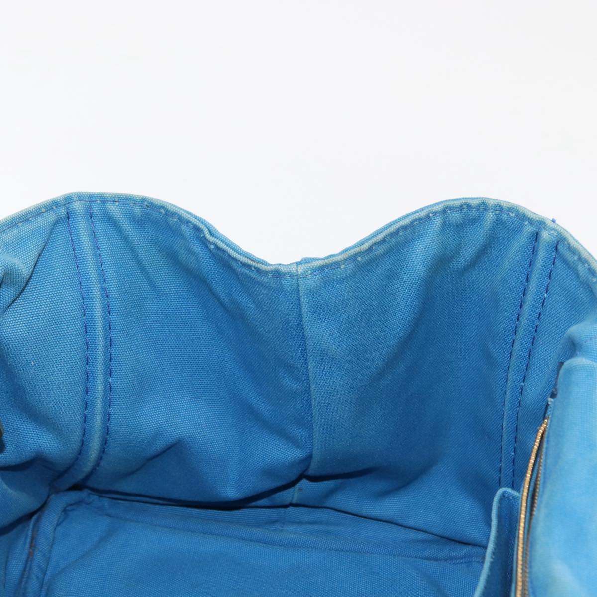 PRADA Canapa GM Hand Bag Canvas Blue Gold Auth am9265