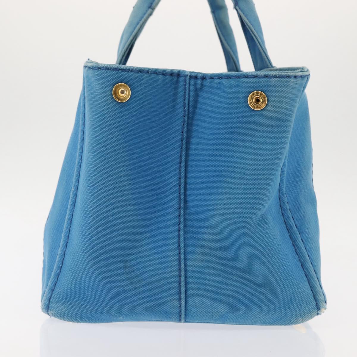 PRADA Canapa GM Hand Bag Canvas Blue Gold Auth am9265