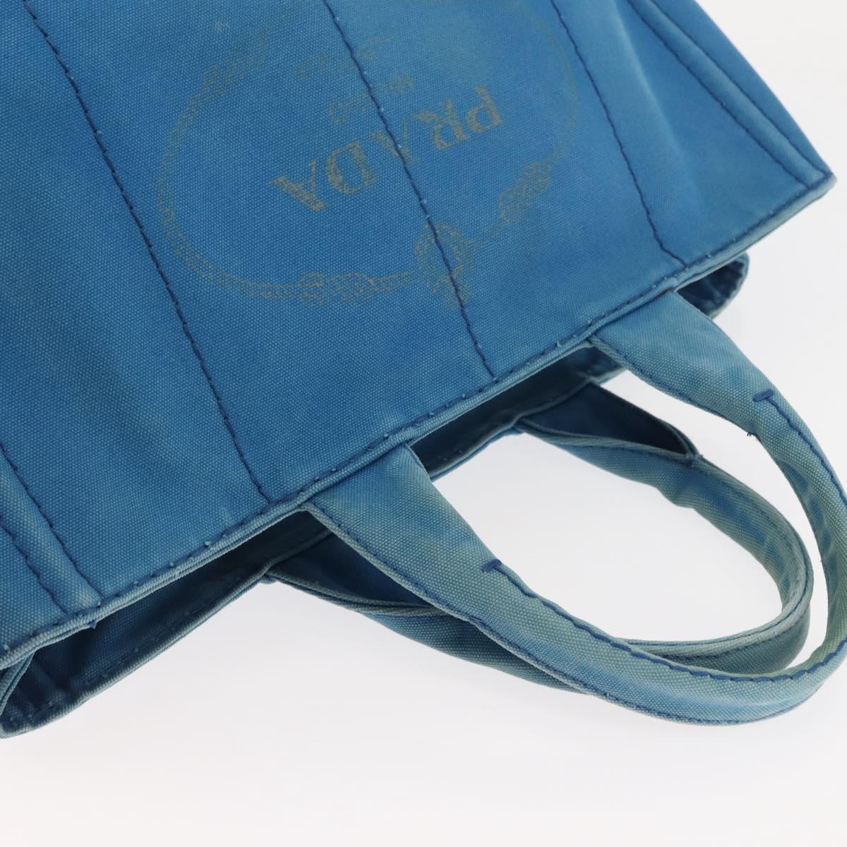 PRADA Canapa GM Hand Bag Canvas Blue Gold Auth am9265
