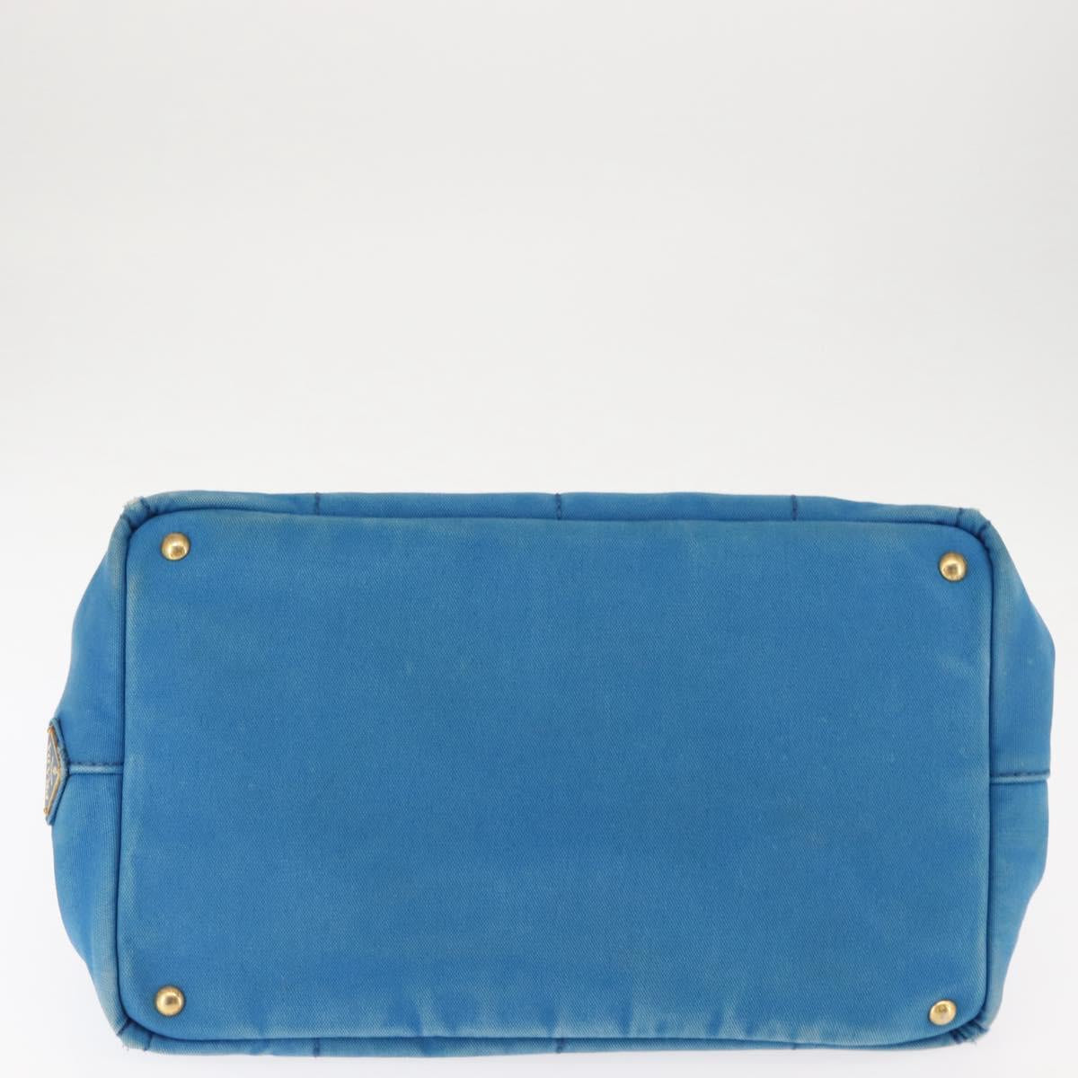 PRADA Canapa GM Hand Bag Canvas Blue Gold Auth am9265