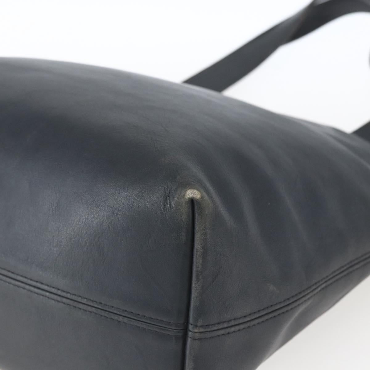Coach Tote Bag Leather Black Gold Auth am9267