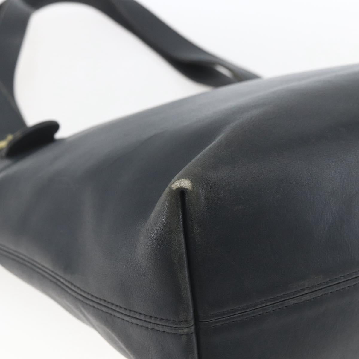 Coach Tote Bag Leather Black Gold Auth am9267