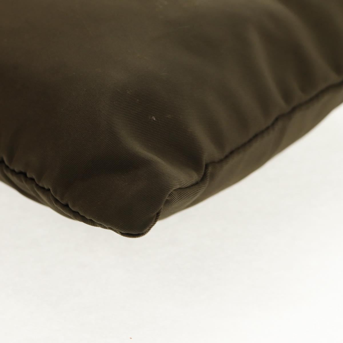 PRADA Pouch Shoulder Bag Nylon Khaki Silver Auth am9274V