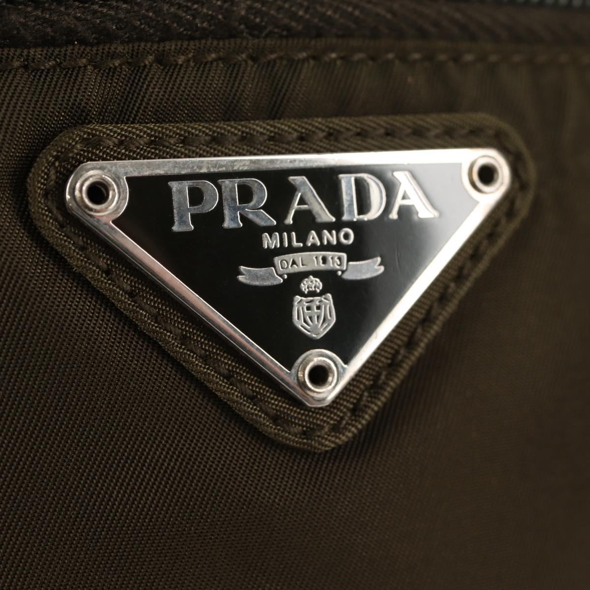 PRADA Pouch Shoulder Bag Nylon Khaki Silver Auth am9274V