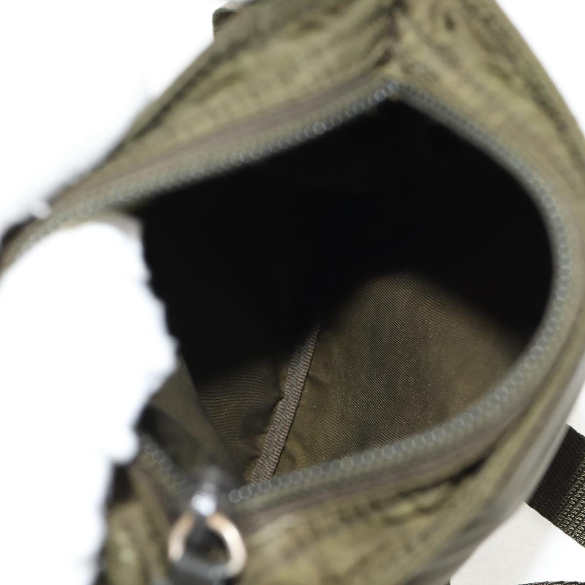 PRADA Pouch Shoulder Bag Nylon Khaki Silver Auth am9274V