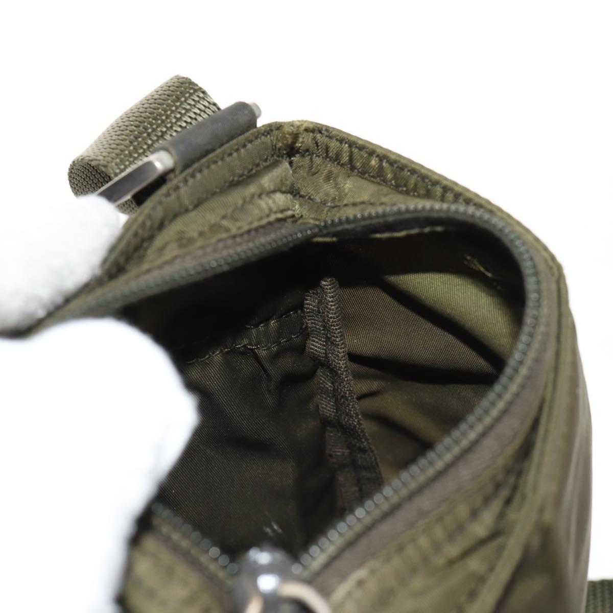 PRADA Pouch Shoulder Bag Nylon Khaki Silver Auth am9274V