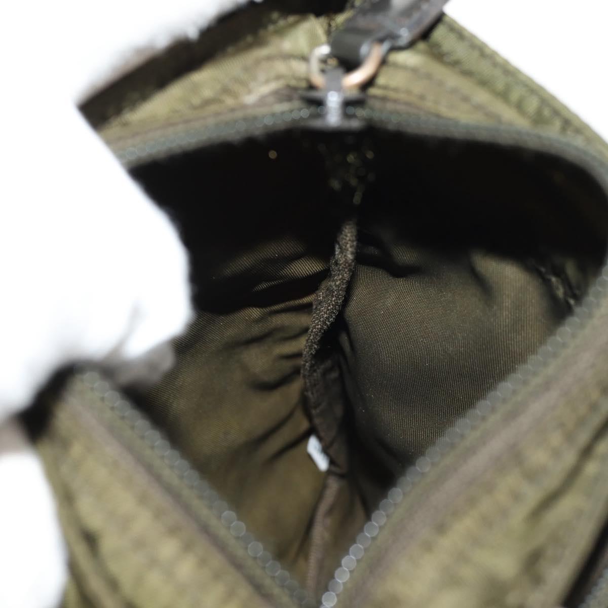 PRADA Pouch Shoulder Bag Nylon Khaki Silver Auth am9274V