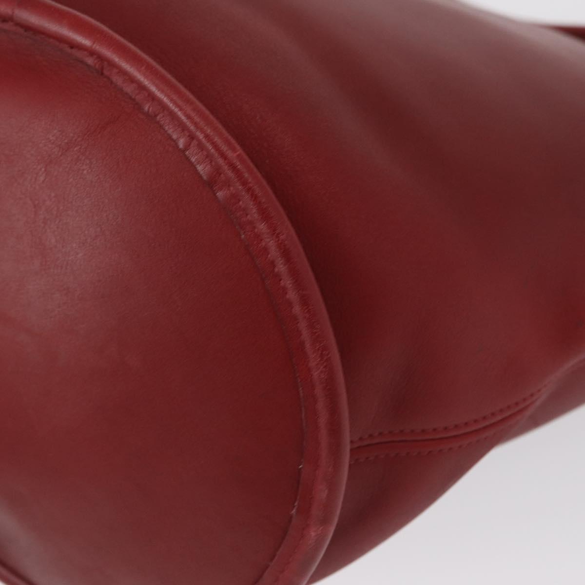 Coach Shoulder Bag Leather Red Gold Auth am9276