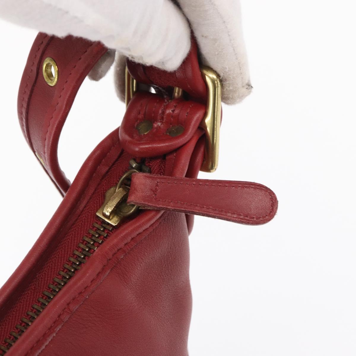 Coach Shoulder Bag Leather Red Gold Auth am9276