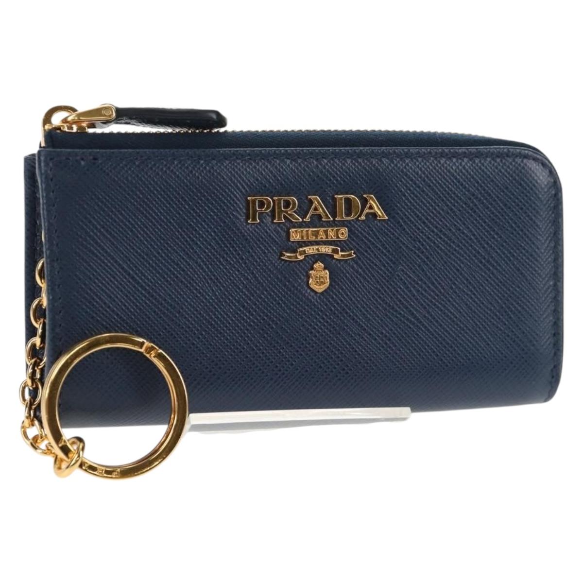 PRADA Key Case Safiano leather Navy Auth am9283V