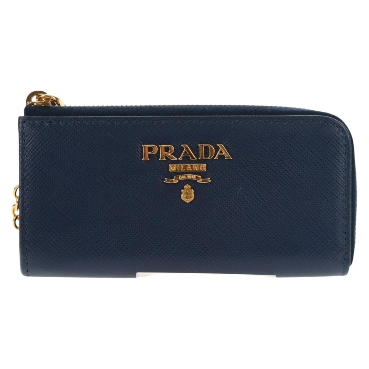 PRADA Key Case Safiano leather Navy Auth am9283V