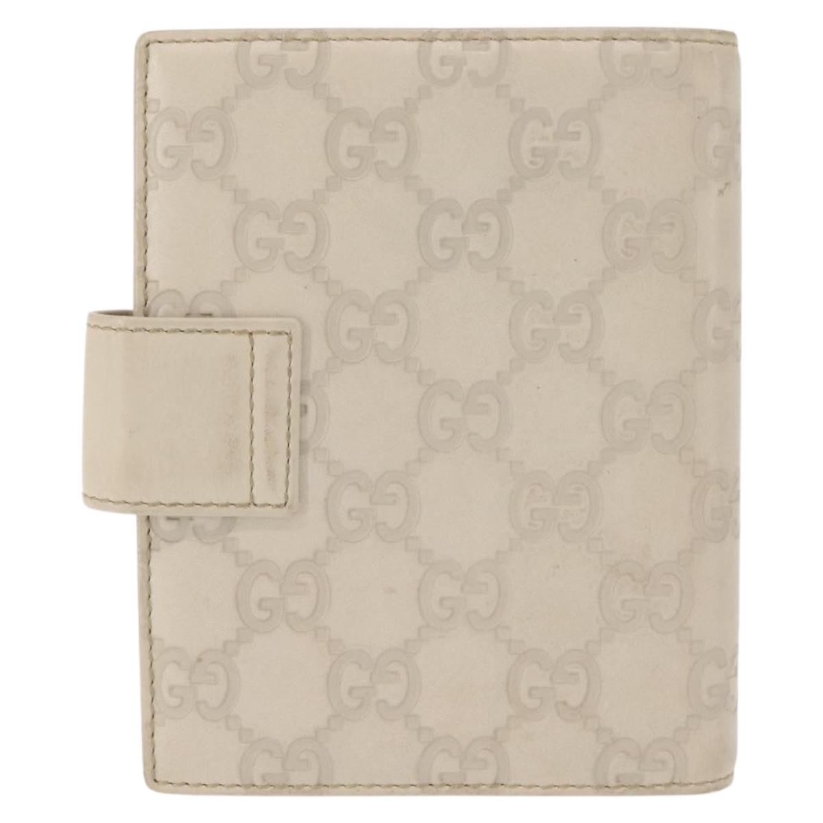 GUCCI GG Canvas Guccissima Day Planner Cover Leather White 115240 Auth am9285