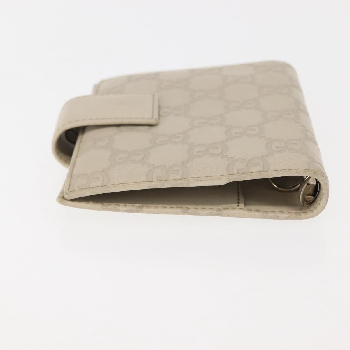 GUCCI GG Canvas Guccissima Day Planner Cover Leather White 115240 Auth am9285