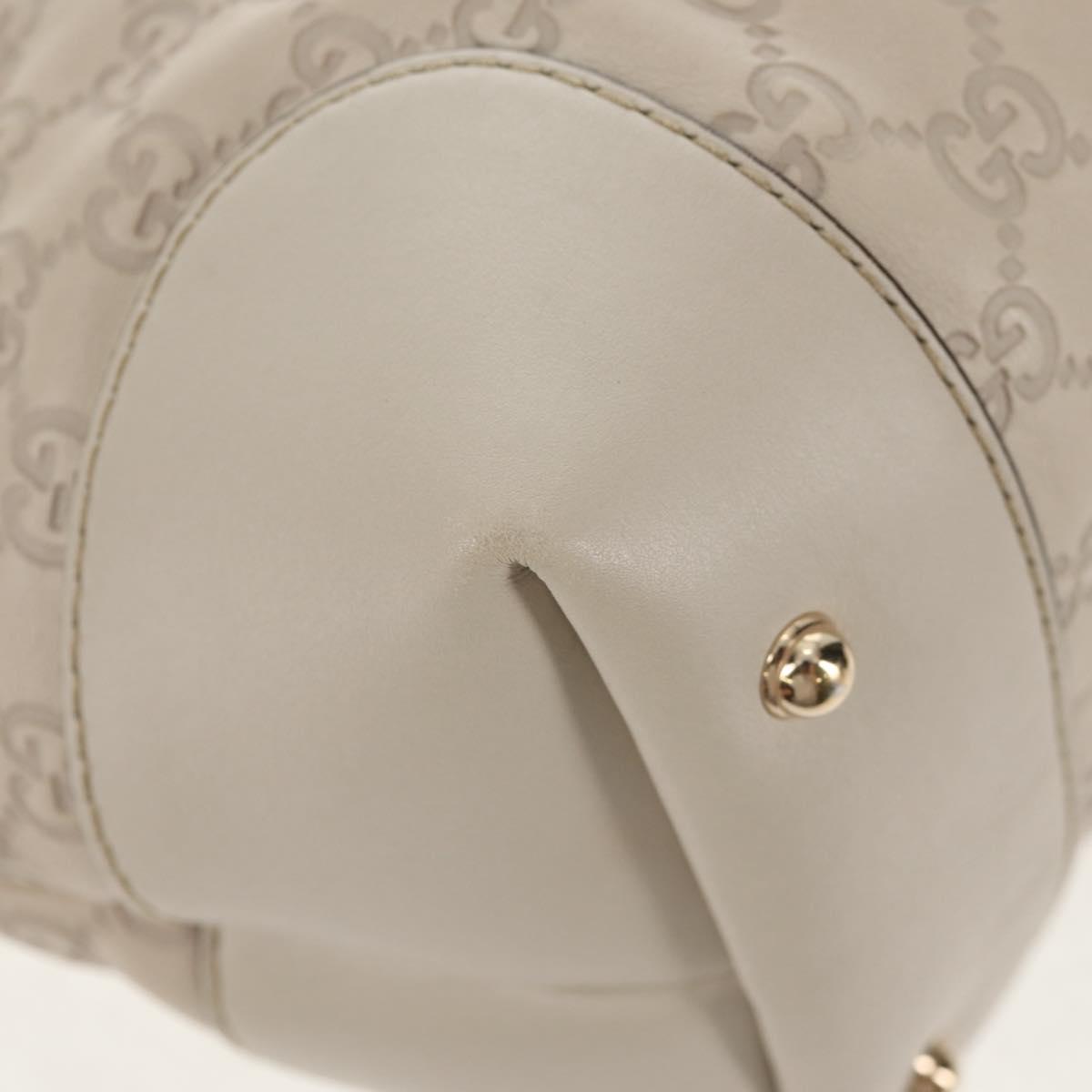 GUCCI GG Canvas Guccissima Tote Bag Leather White Gold 269956 Auth am9290V