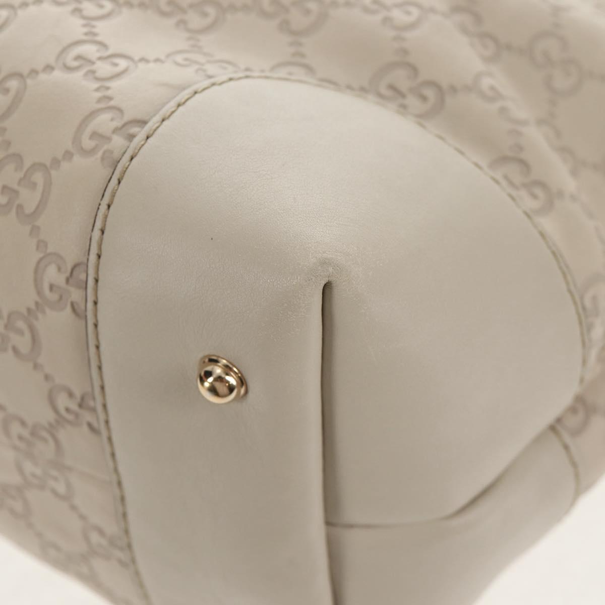 GUCCI GG Canvas Guccissima Tote Bag Leather White Gold 269956 Auth am9290V