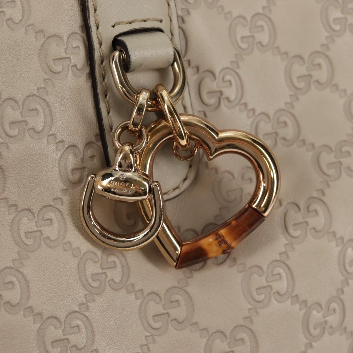 GUCCI GG Canvas Guccissima Tote Bag Leather White Gold 269956 Auth am9290V