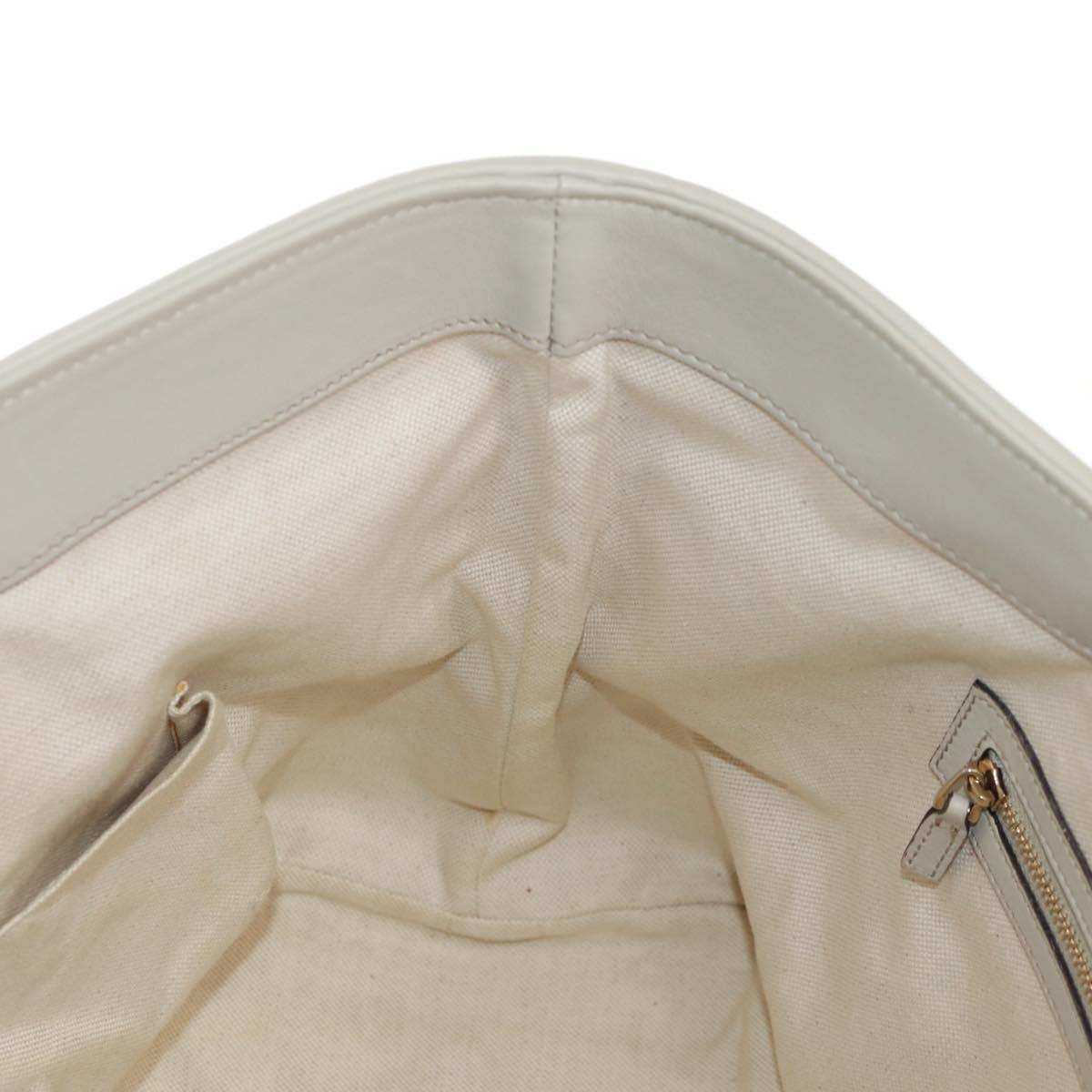 GUCCI GG Canvas Guccissima Tote Bag Leather White Gold 269956 Auth am9290V
