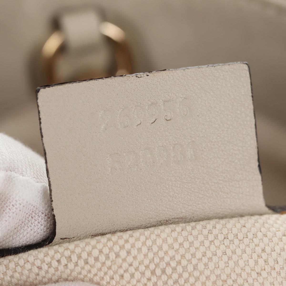 GUCCI GG Canvas Guccissima Tote Bag Leather White Gold 269956 Auth am9290V
