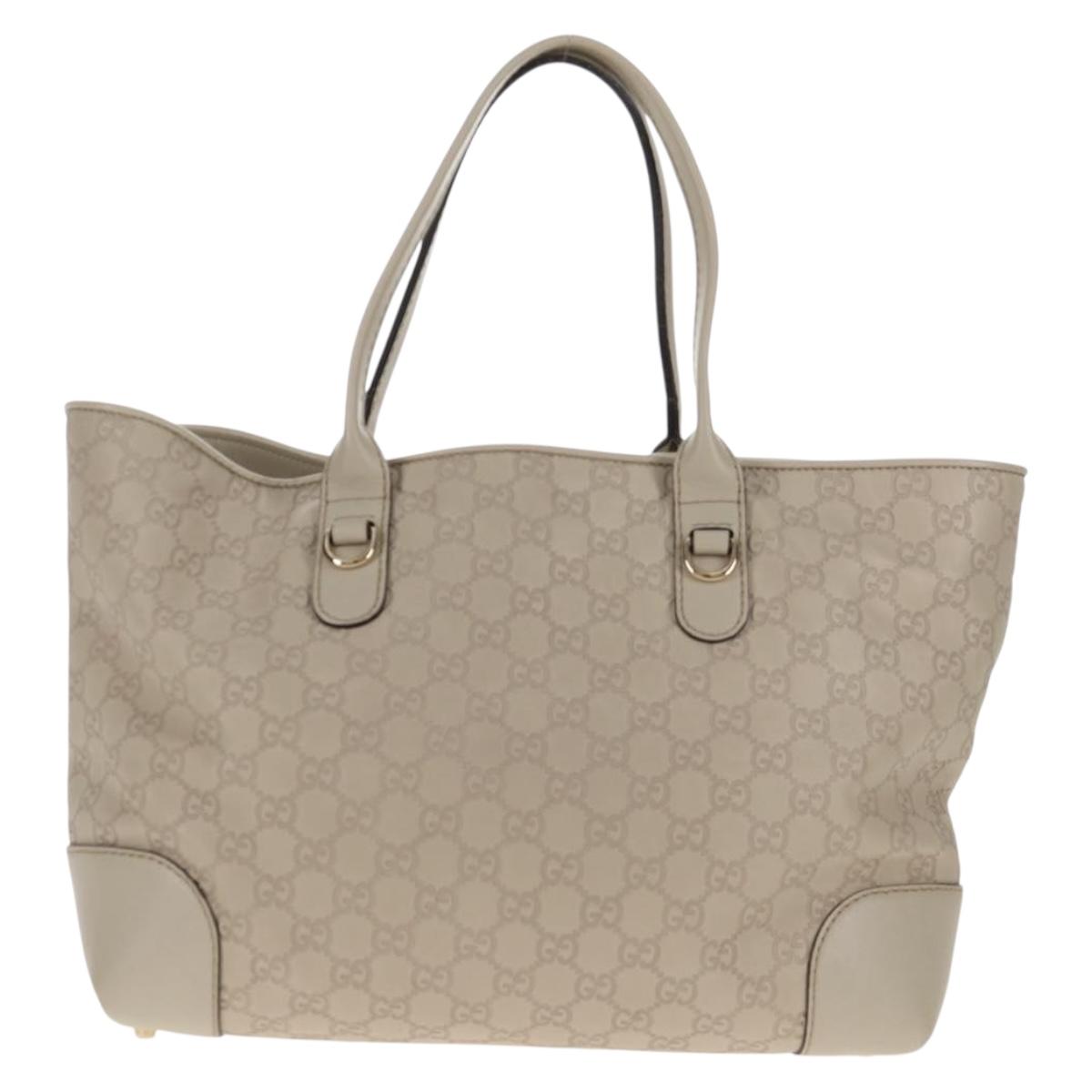 GUCCI GG Canvas Guccissima Tote Bag Leather White Gold 269956 Auth am9290V