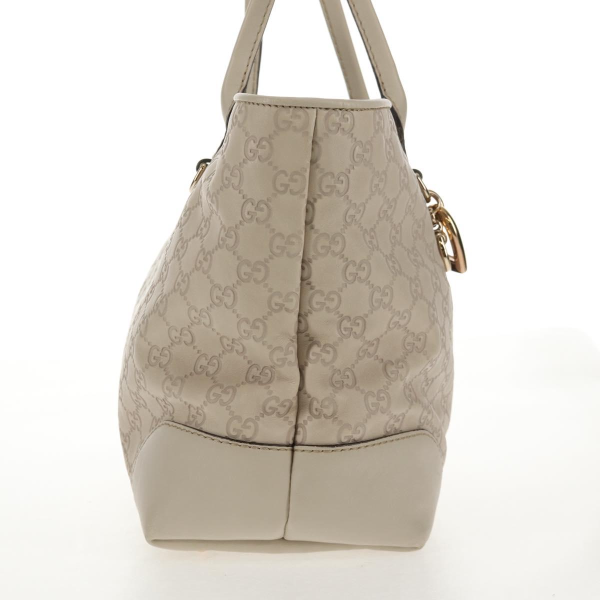 GUCCI GG Canvas Guccissima Tote Bag Leather White Gold 269956 Auth am9290V