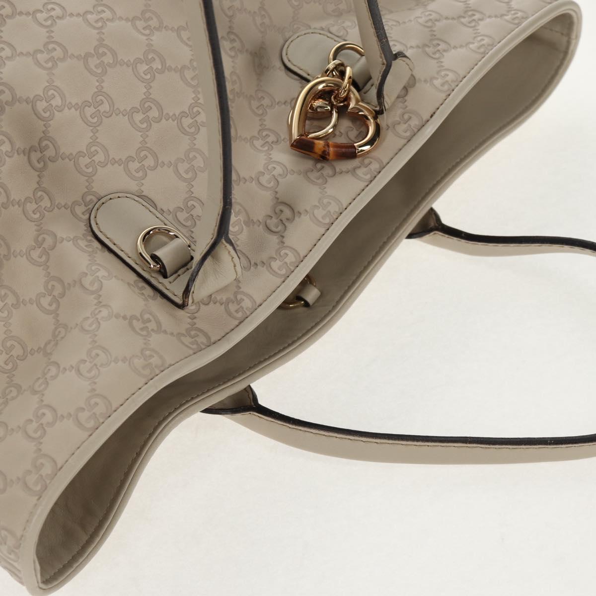 GUCCI GG Canvas Guccissima Tote Bag Leather White Gold 269956 Auth am9290V