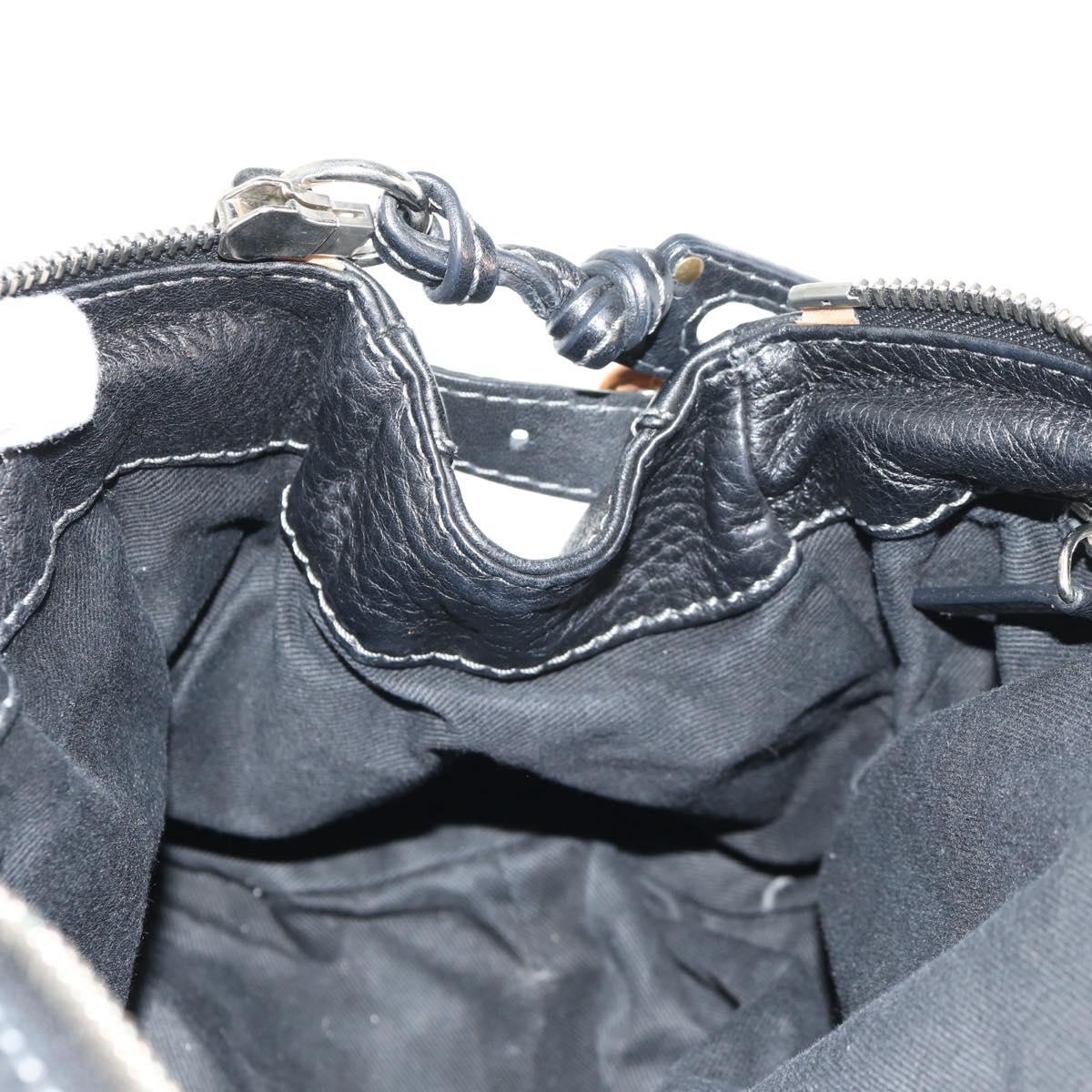 Chloe Paddington Shoulder Bag Leather Black Gold Auth am9291V