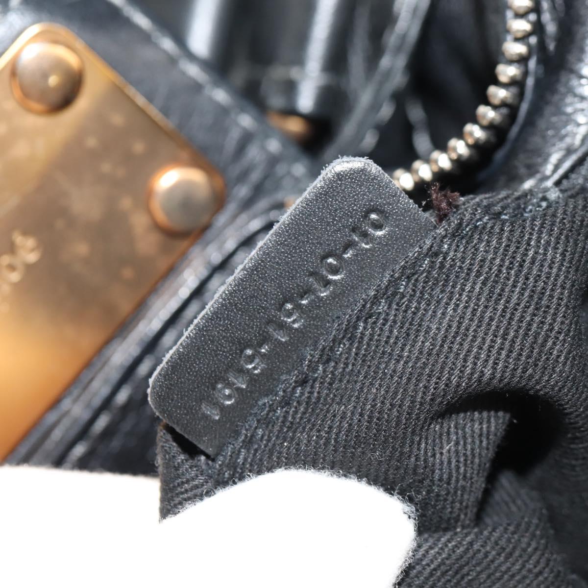 Chloe Paddington Shoulder Bag Leather Black Gold Auth am9291V