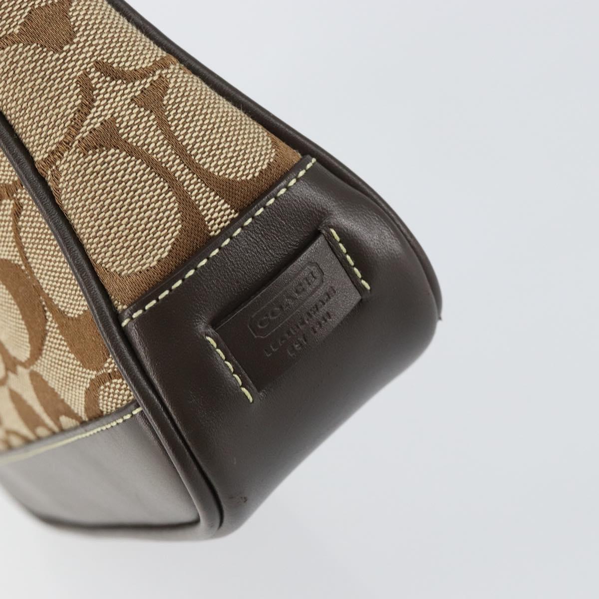 Coach Signature Accessory Pouch Canvas Beige Silver Auth am9293