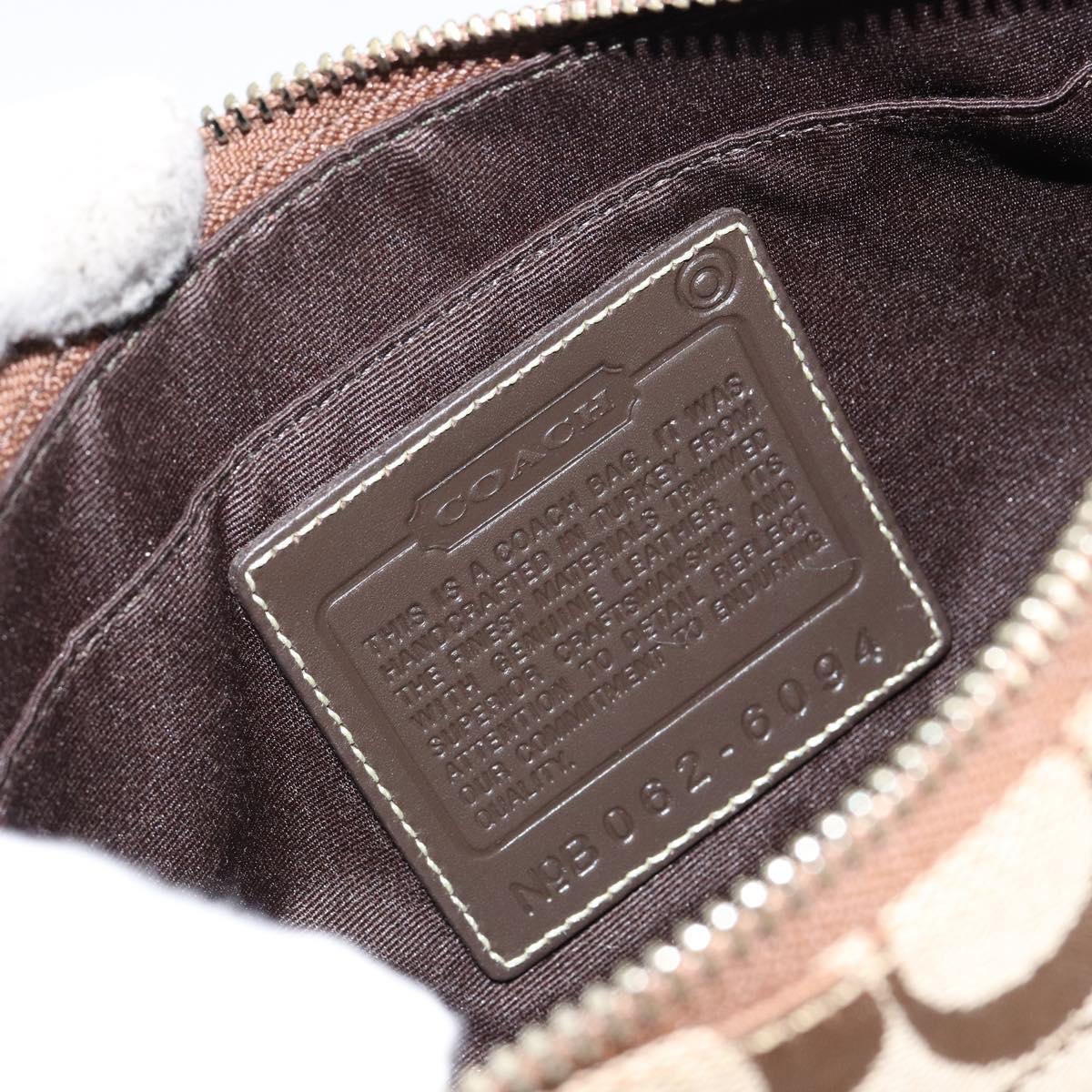 Coach Signature Accessory Pouch Canvas Beige Silver Auth am9293