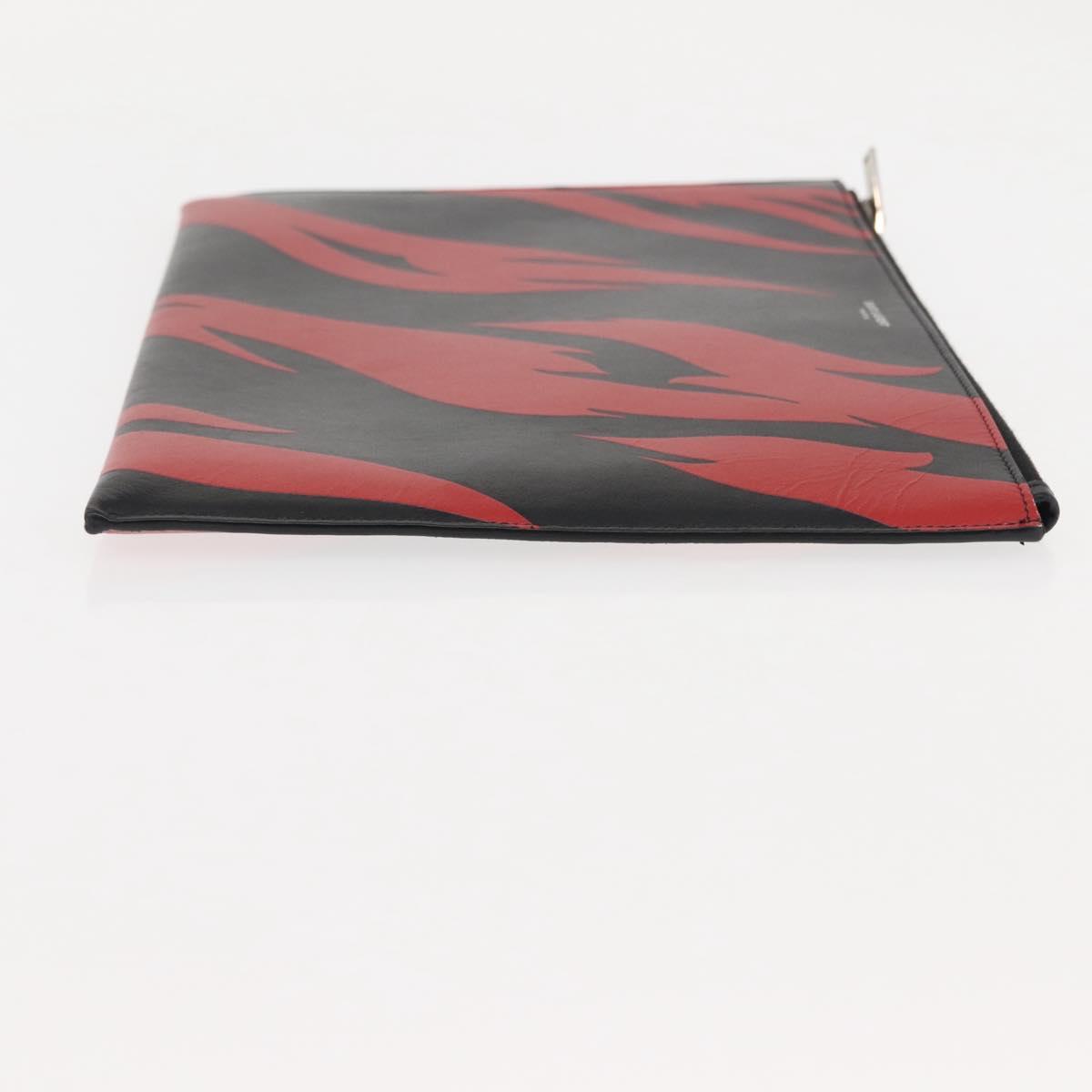 SAINT LAURENT Clutch Bag Leather Black Silver Auth am9294