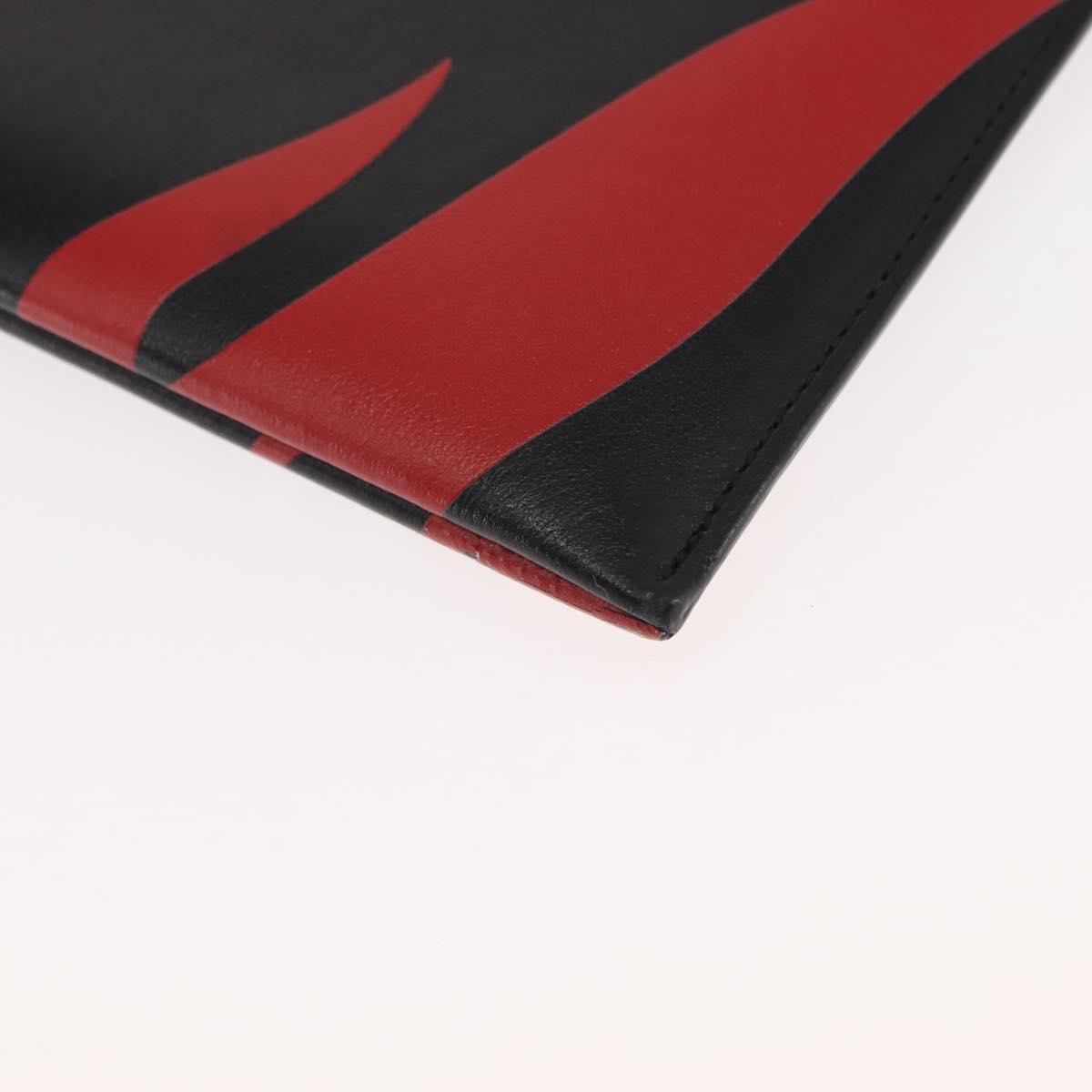 SAINT LAURENT Clutch Bag Leather Black Silver Auth am9294