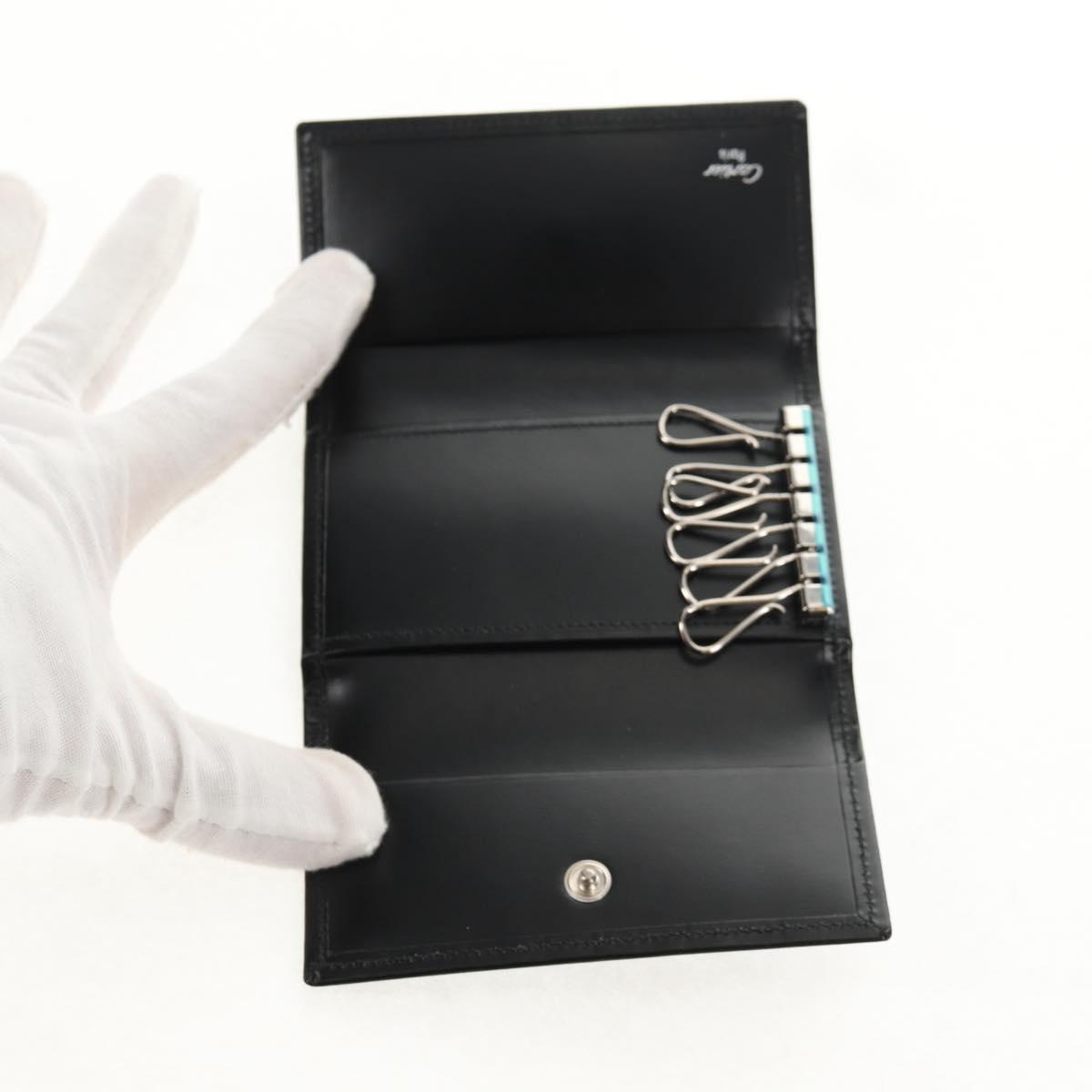 CARTIER Key Case Leather Black Auth am9296V