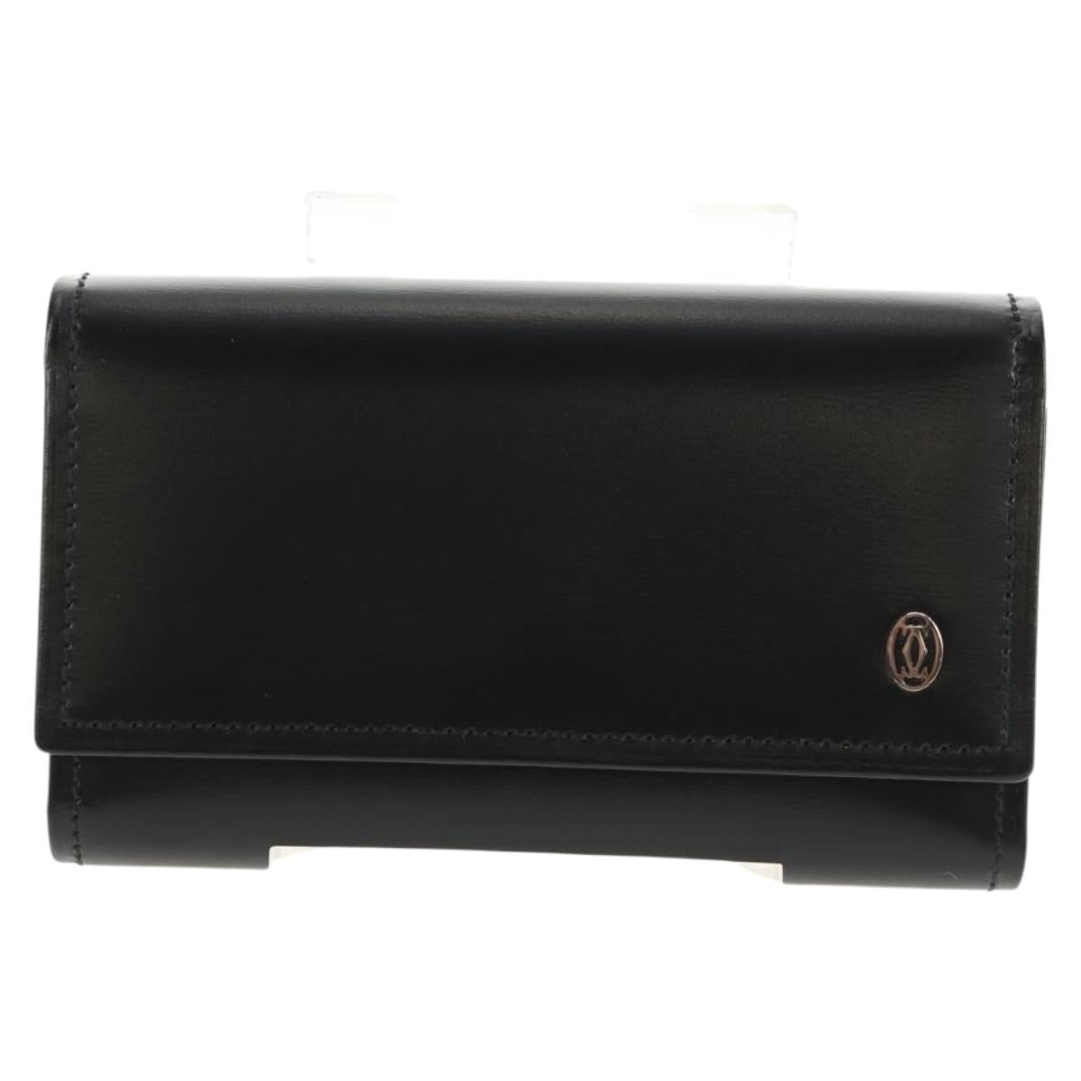 CARTIER Key Case Leather Black Auth am9296V