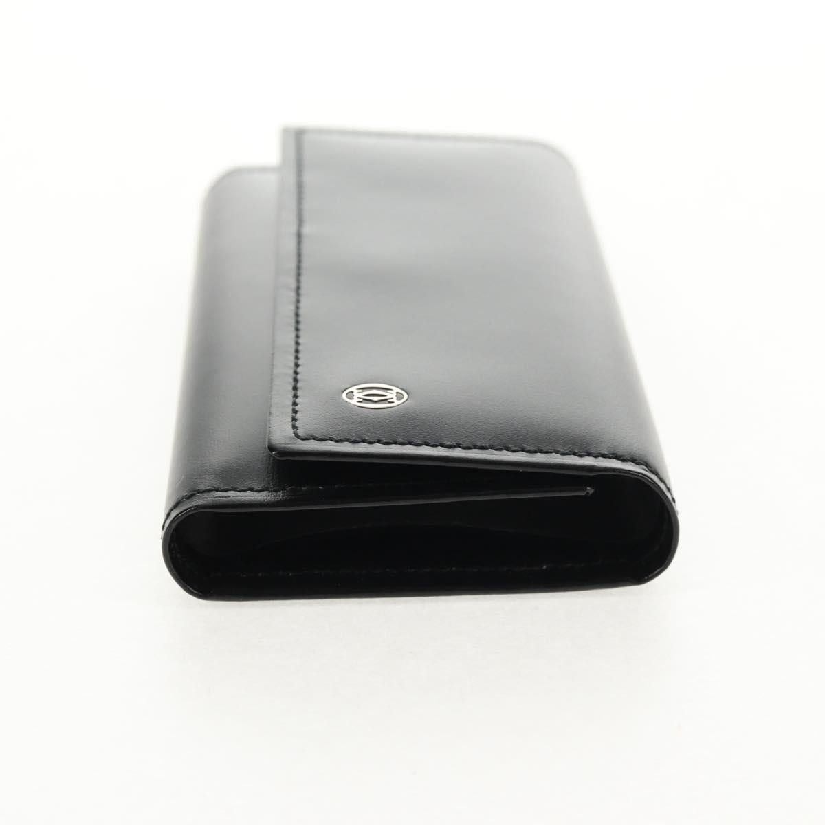 CARTIER Key Case Leather Black Auth am9296V