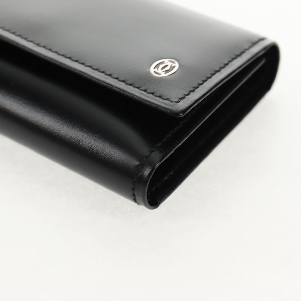 CARTIER Key Case Leather Black Auth am9296V