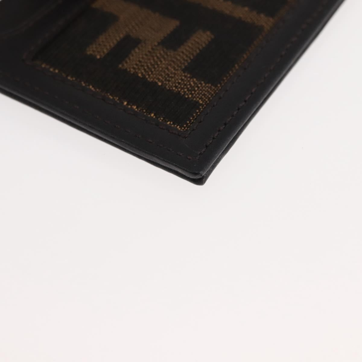 FENDI Zucca Canvas Card Case Black Brown Auth am9297