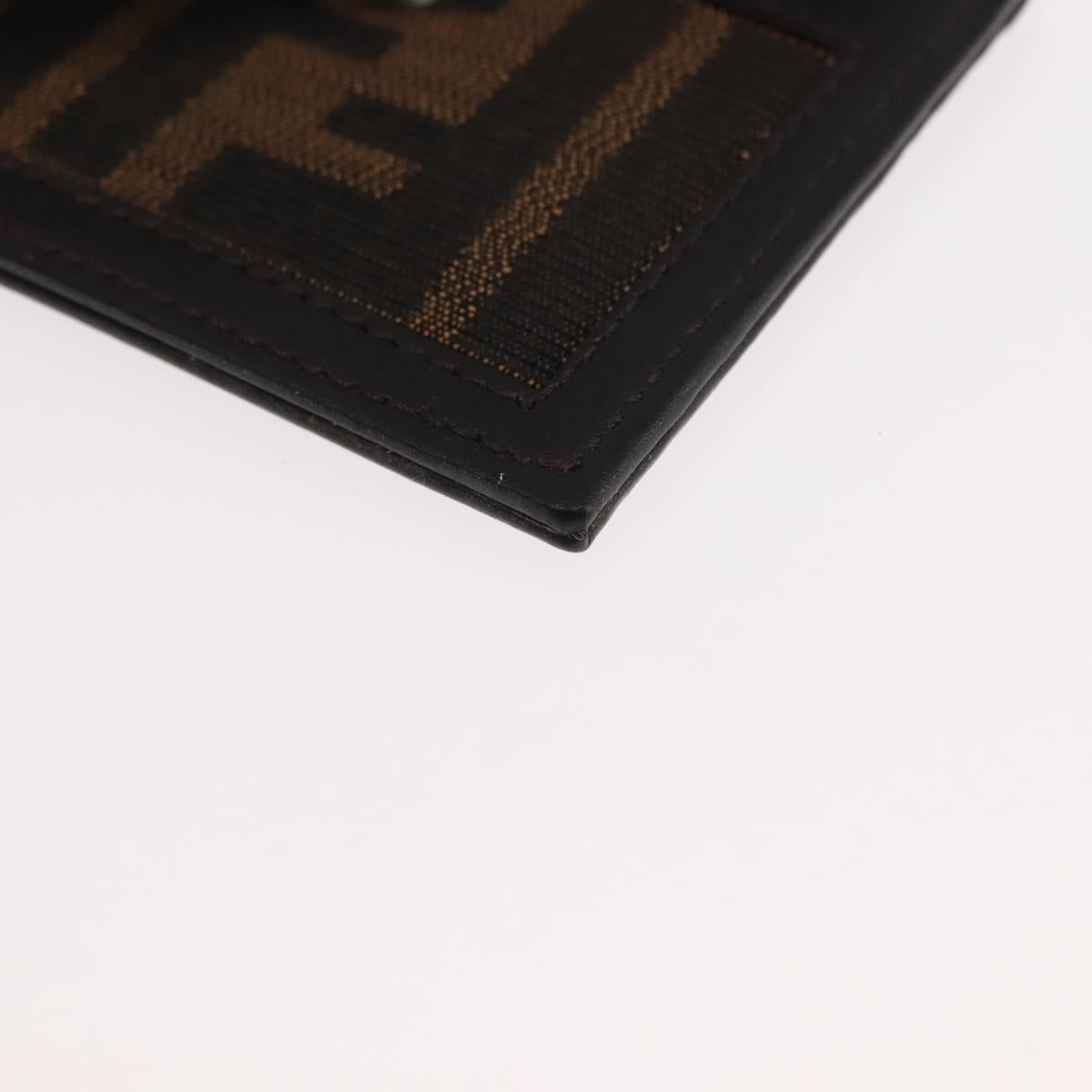 FENDI Zucca Canvas Card Case Black Brown Auth am9297