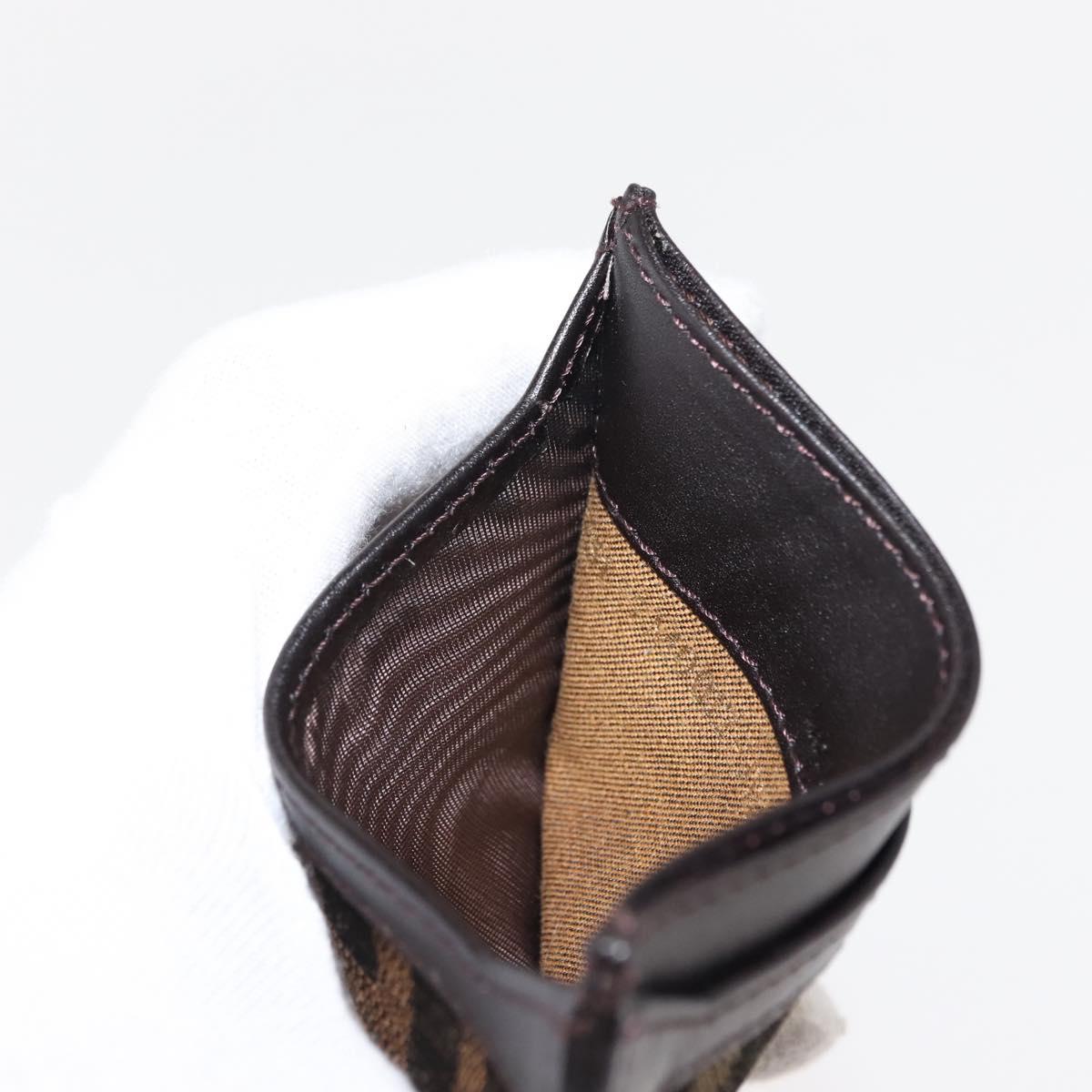FENDI Zucca Canvas Card Case Black Brown Auth am9297