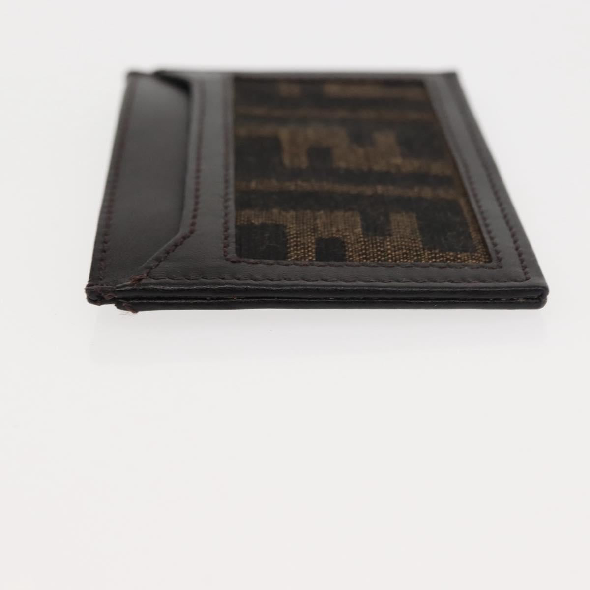 FENDI Zucca Canvas Card Case Black Brown Auth am9297