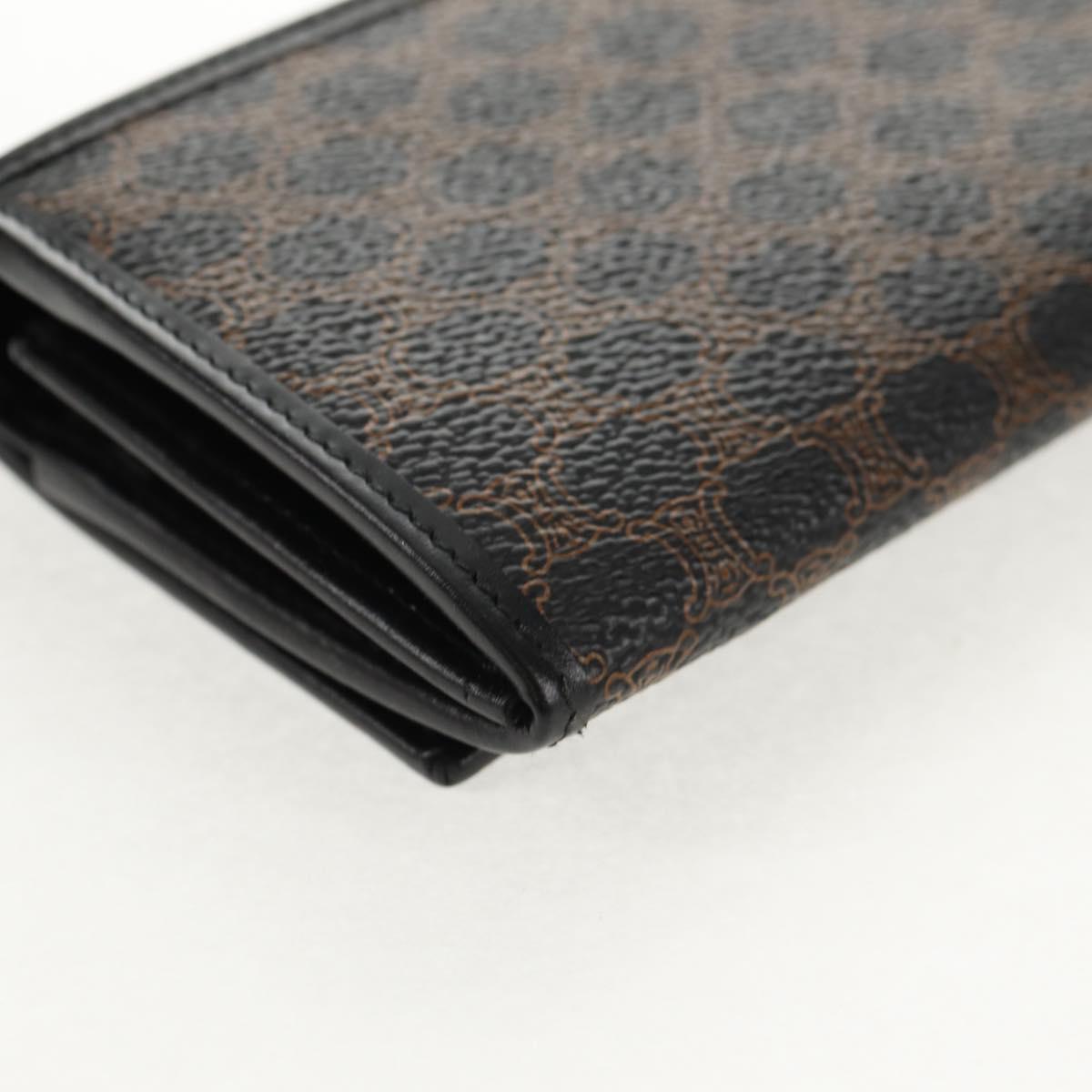CELINE Macadam Canvas Long Wallet PVC Leather Black Auth am9298V
