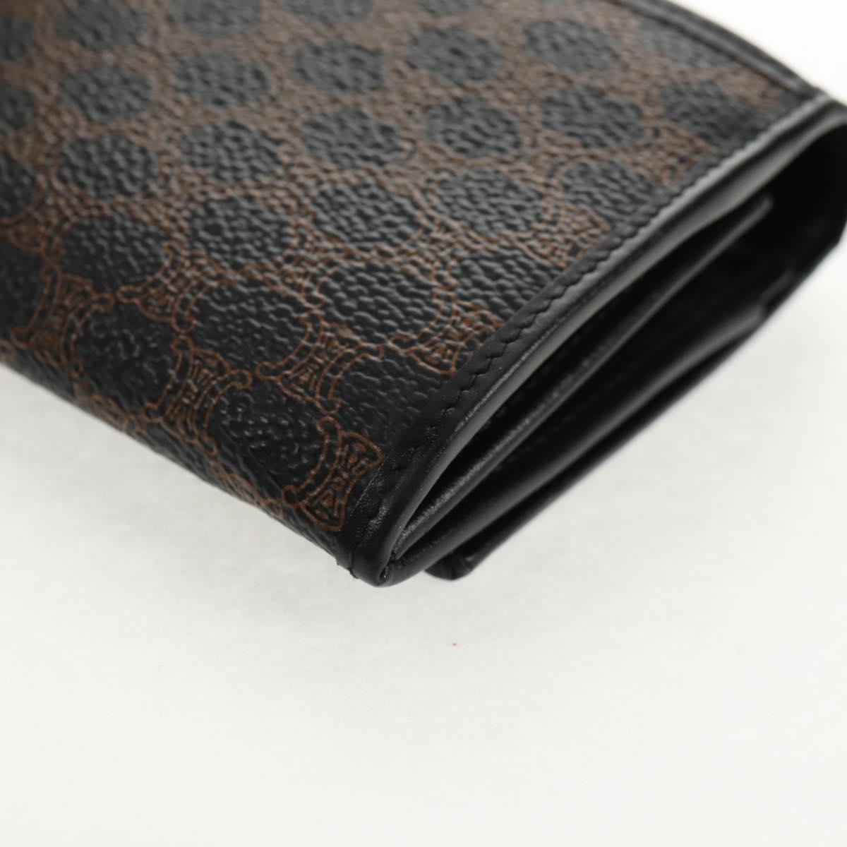 CELINE Macadam Canvas Long Wallet PVC Leather Black Auth am9298V