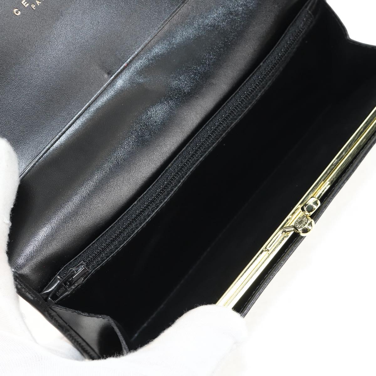 CELINE Macadam Canvas Long Wallet PVC Leather Black Auth am9298V