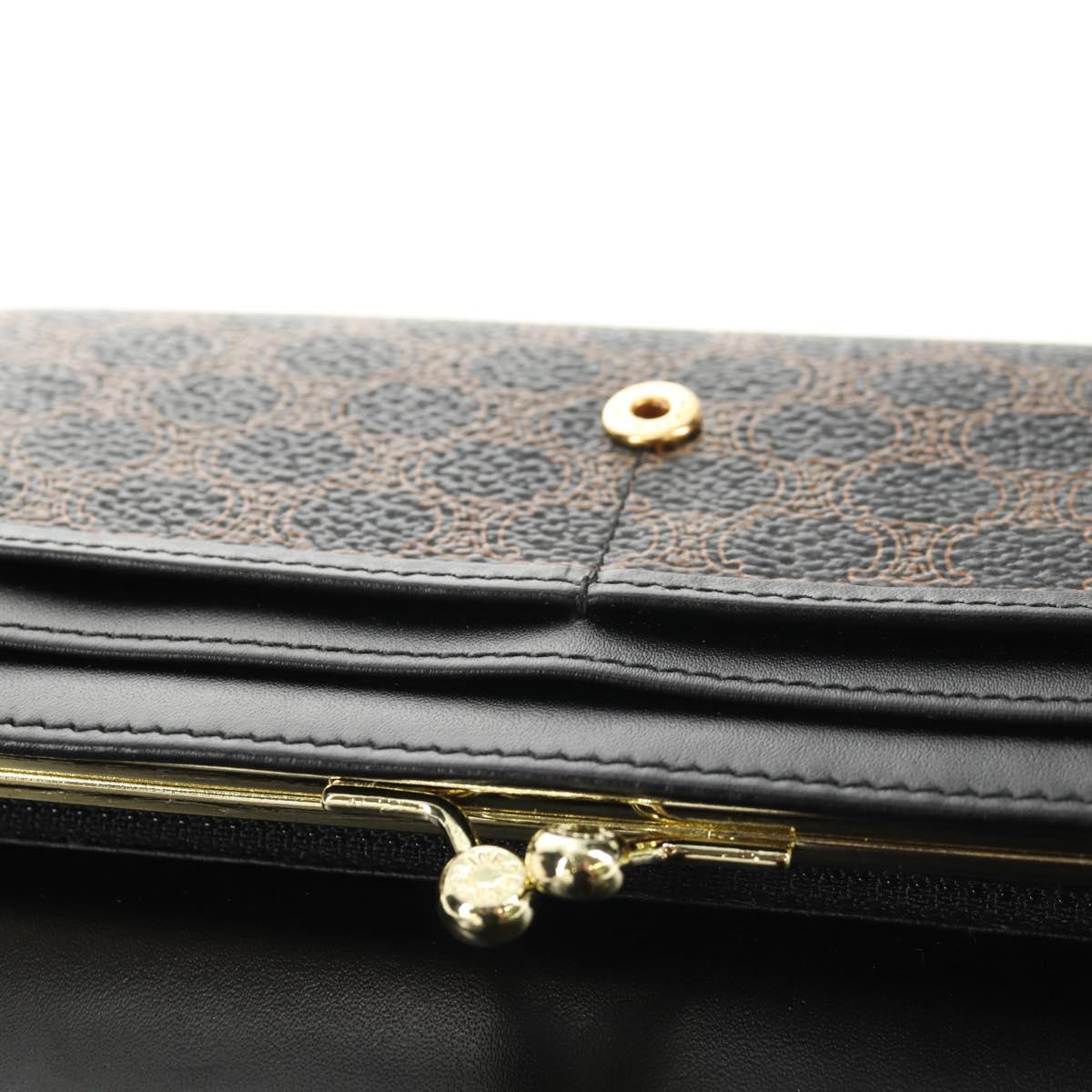 CELINE Macadam Canvas Long Wallet PVC Leather Black Auth am9298V