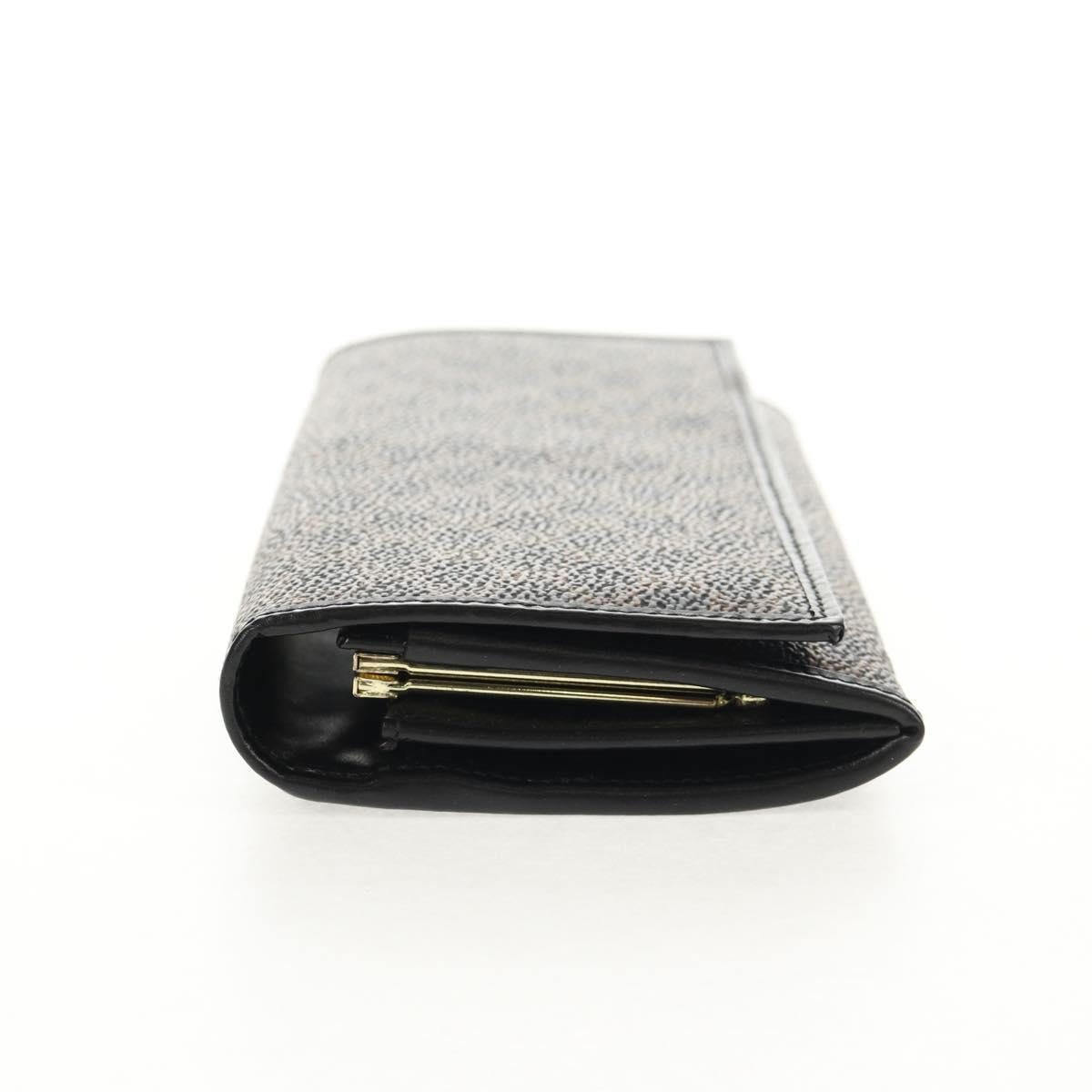 CELINE Macadam Canvas Long Wallet PVC Leather Black Auth am9298V